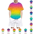 thumbnail image 2 of YUEHUA Kids' Rainbow Sprinkle Gradient T-Shirt, Boys' Short Sleeve Tee, All-Over Ombre Print Top for Colorful Summer Days, 2 of 5