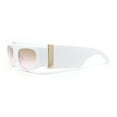 thumbnail image 3 of Womens Exaggerated Thick Temple Mod Narrow Rectangle Plastic Sunglasses White - Brown Pink, 3 of 4
