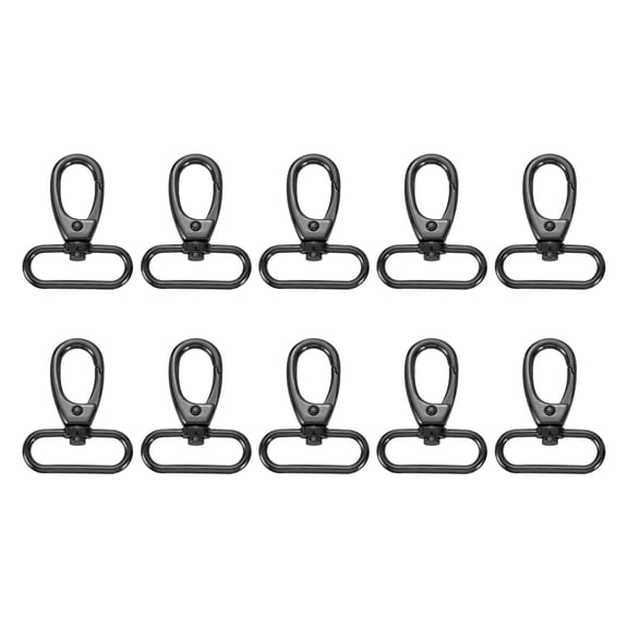 Uxcell 10Pack Swivel Clasps, 1.5" Oval Ring Lobster Clasp Claw Push Gate Snap Hooks, Black