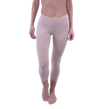 - Vivian's Fashions Capri Leggings - Cotton, Junior Size (Beige, 1X)
