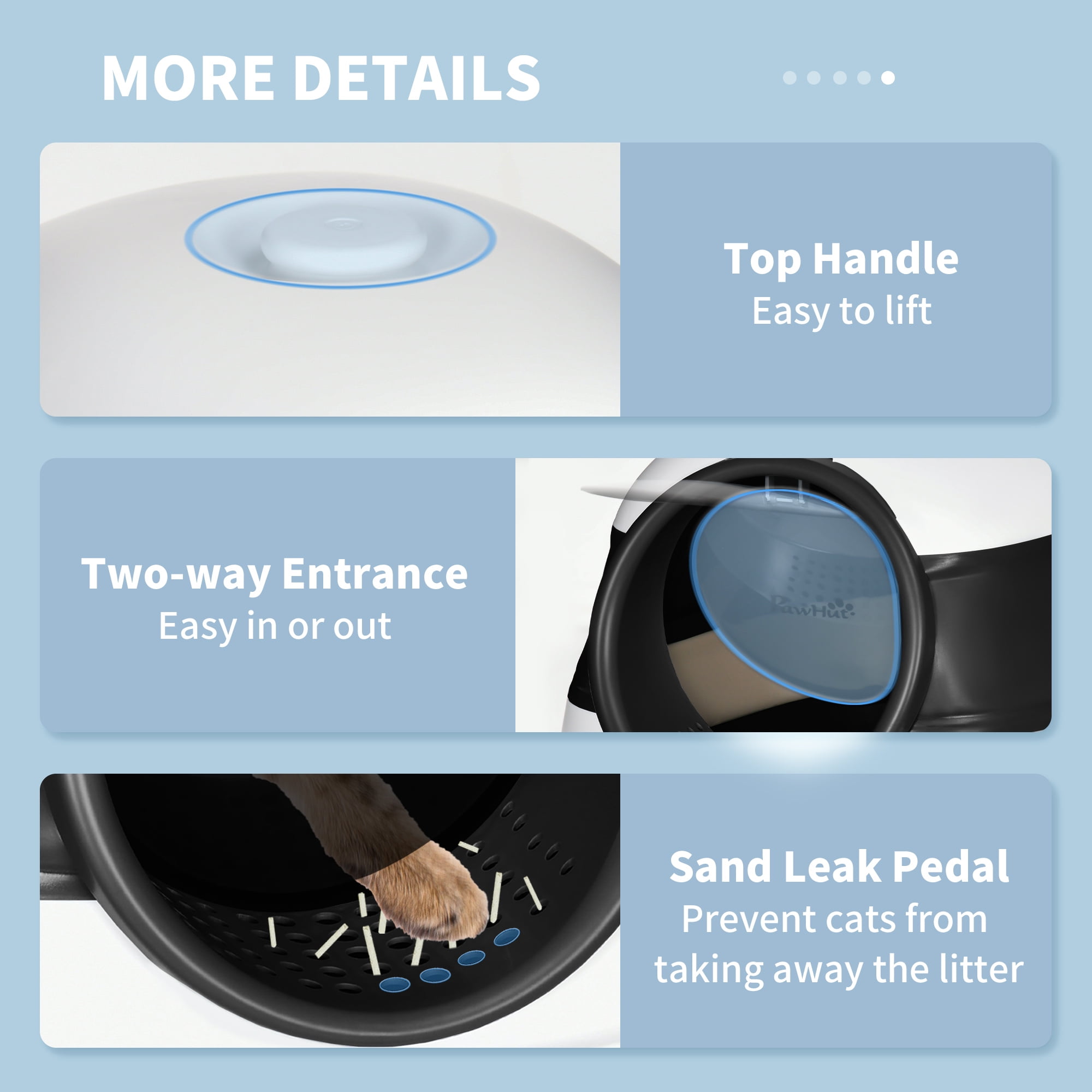 Covered Cat Litter Box with Lid, Foldable Enclosed Litter Box with High Sides, Air Freshener & Scoop, Two-Way Entrance Anti-Splash Kitty Litter Box Easy Clean for Cats Up to 10lbs, White Black