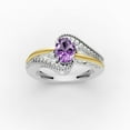 thumbnail image 3 of OMRE 925 Sterling Silver and 10K Yellow Gold Genuine Amethyst and February Birthstone Ring Women, 3 of 5