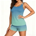 thumbnail image 7 of Two Piece Tankini Swimsuits for Women Gradient Tummy Control Bathing Suit with Shorts Athletic Swimwear, L, 7 of 7
