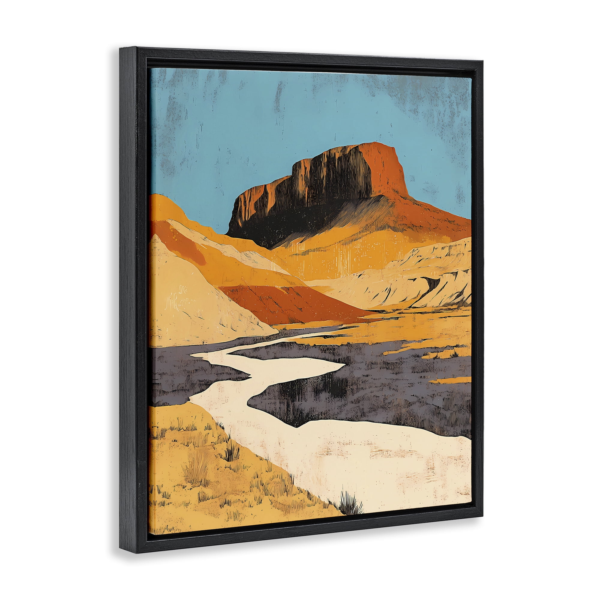 Stupell Industries Vintage Canyon Pass Black Framed Floater Canvas Wall Art, design by Walker Noble