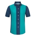 thumbnail image 1 of Camisas hawaianas manga corta botones botones a rayas playeras Verde marino T S, 1 of 6