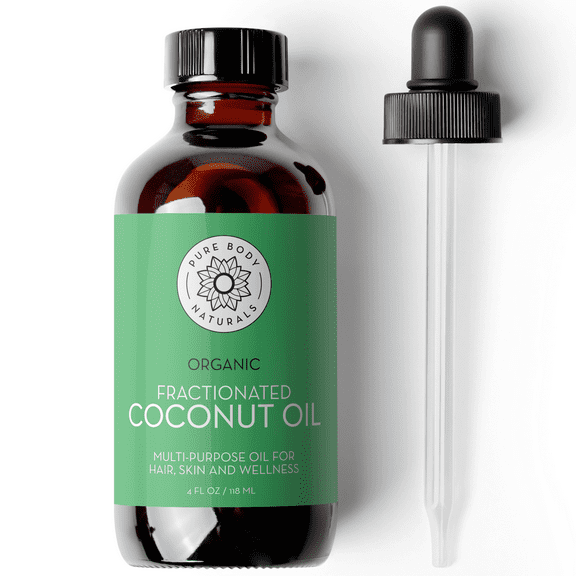 Organic Fractionated Coconut Oil for Skin and Hair, 4 fl oz - by Pure Body Naturals