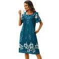 thumbnail image 3 of Ekouaer House Dresses for Women Moo Moo Nightgown Short Sleeve Mumu Dress Lounge Wear with Pockets Blue M, 3 of 6
