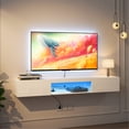 thumbnail image 2 of Floating Entertainment Center With 16 Color , 63" For 55 60 65" Tv, White, Ample Storage Area White Tv Cabinet And Robust Construction 60-69 Inch Tvs, 2 of 6