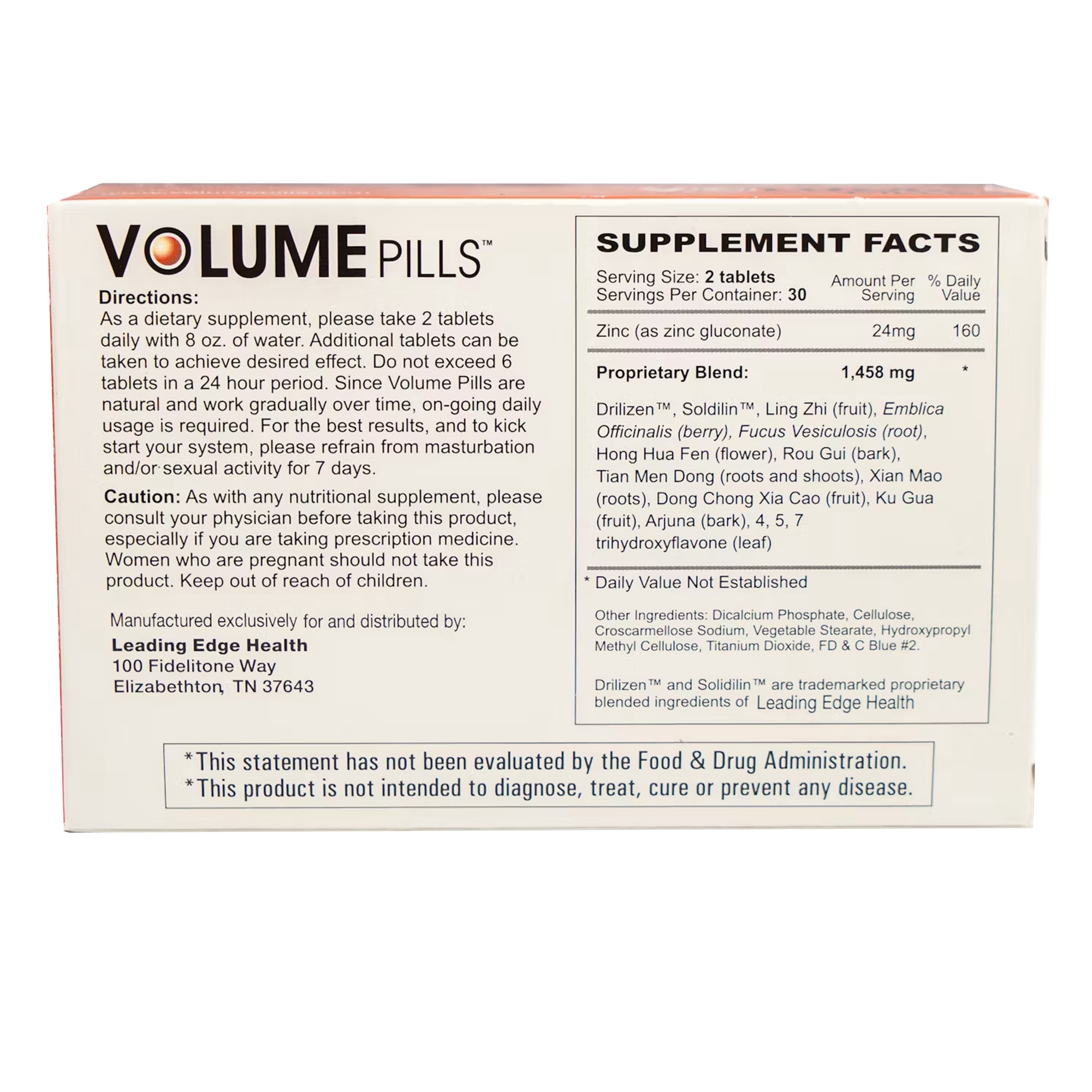Leading Edge Health Volume Pills Men’s Daily Supplement with Herbal Blend and Zinc 60 Tablets