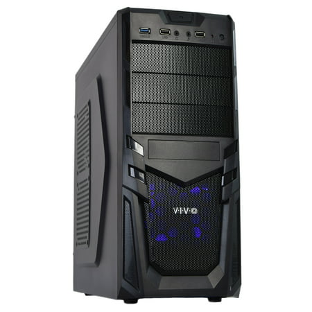 vivo atx mid tower computer gaming pc case black / 4 fan mounts, usb 3.0 port (Best Mid Tower Case For Air Cooling)