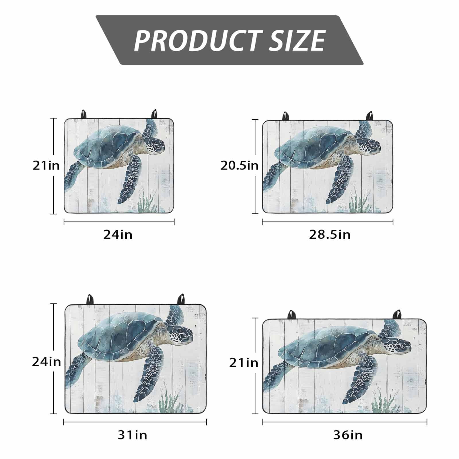 Sea Turtle Teal Blue Stove Top Cover for Electric Stove, Heat-proof & Non Slip Glass Top Stove Cover Protector, Summer Coastal Ocean Wood Grain Kitchen Flat Cooktop Rubber Mat 24x21 Inches