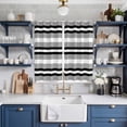 thumbnail image 2 of Black Gray Striped Kitchen Curtains 63 Inch Length, Contemporary Minimalist Lines Art Grommet Top Bedroom Living Room Curtains, Light Filtering Cafe Curtain Drapes 2 Panels Set 84''x63'', 2 of 9