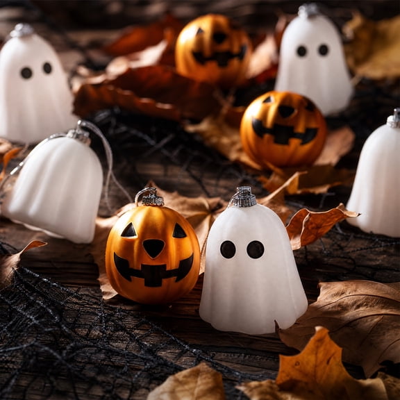 Halloween Ghost Pumpkin Balls and Christmas Balls 12 Matte Finish Electroplated Ornaments Christmas Tree Ornaments,Christmas and Halloween Decorations(Multicolor)