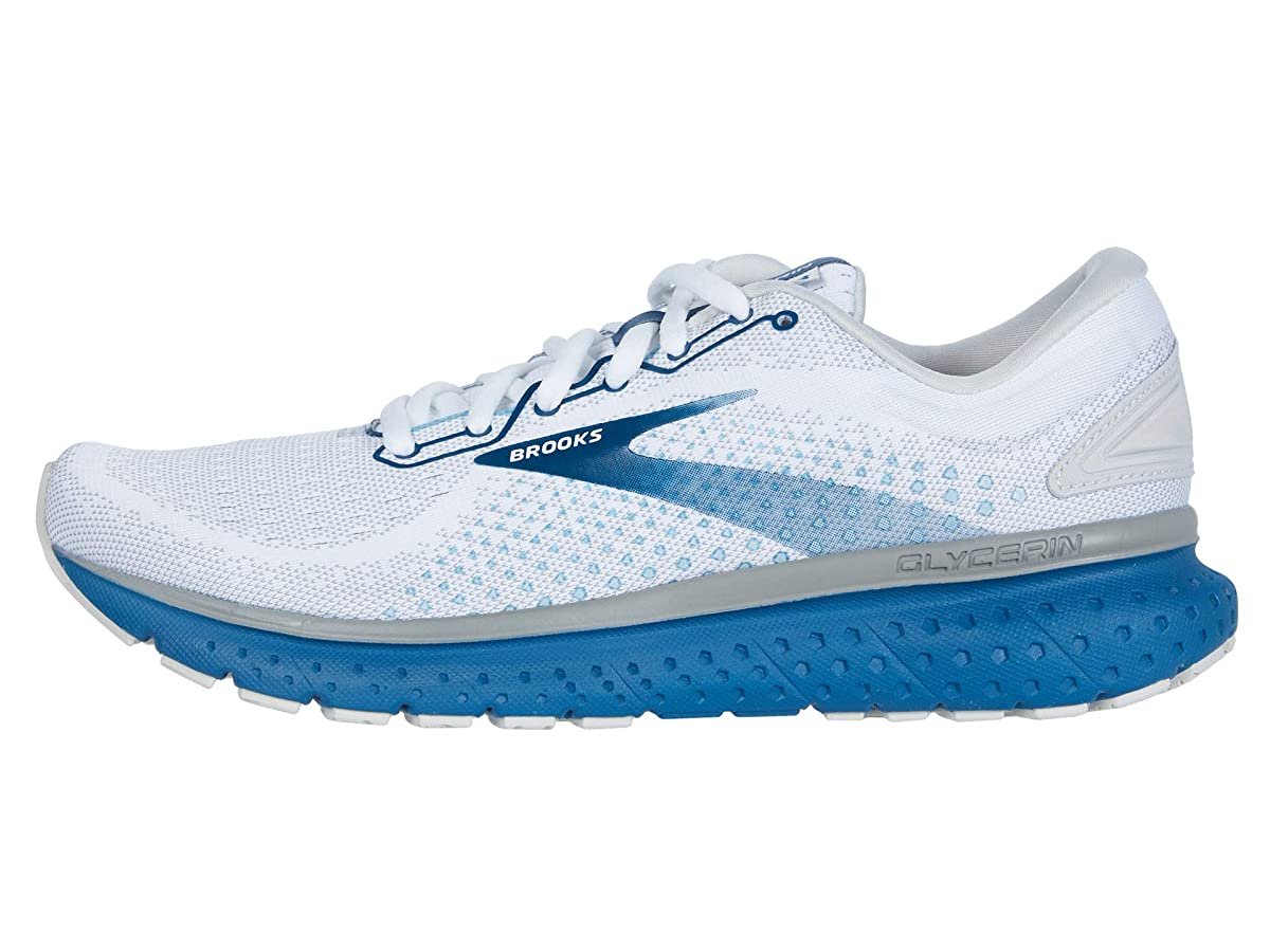 Brooks Men's Glycerin 18 Running Shoes, White/Grey/Poseidon, 10.5 2E(W) US - image 2 of 5