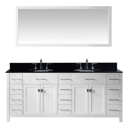Virtu Usa Caroline Parkway 78 Inch Double Vanity Black Granite Top