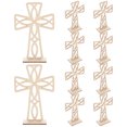 thumbnail image 1 of 10 piezas de adorno de cruz de madera, cruz de madera, decoración artesanal para mesa, manualidades, decoración de cruz, 1 of 8