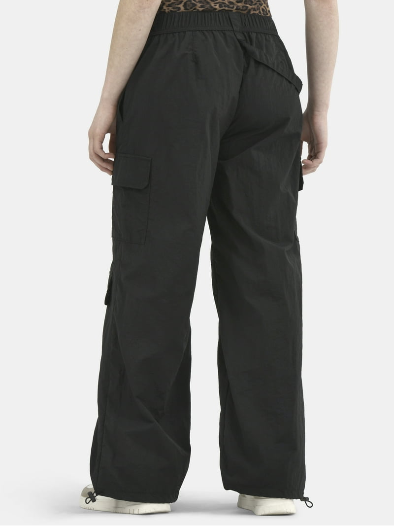 【新品未使用】MY_ NYLON CARGO PANTS[SUMI] No Boundaries Women's Nylon Parachute Pants Cargo Pockets Front