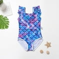 thumbnail image 2 of Girls Swimsuit One Piee Bathing Suit Kids Quck Dry Shoudler Ruffle Floral Swimwear for 18-24 Months, 2 of 7