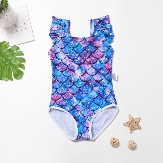 Maillots de Bain Fille 1 Pce Sans Manches à Imprimé Floral Maillots de Bain pour Filles 5-6 Ans