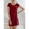 thumbnail image 2 of Avidlove Women Nightgown Short Sleeve Sleep Dress Satin Trim Gown Sleepwear with Pocket Nightshirt, 2 of 7