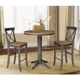 thumbnail image 3 of International Concepts 36-inch Round Extension Dining Table with 2 X-Back Bar Height Stools, 3 of 6