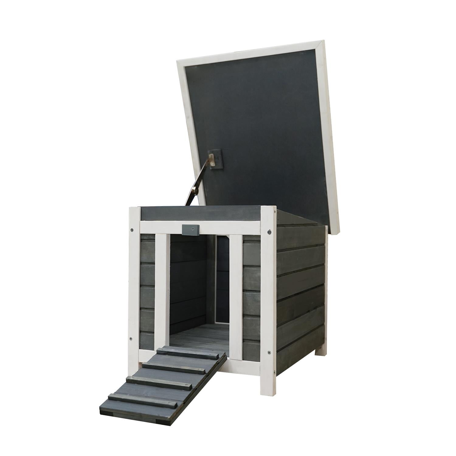 Pefilos 20" Bunny Hutch with Ramp, Outdoor Pet Hutch Wooden House for Bunny, Raised Weatherproof Bunny Home Enclosure Shelter, Gray Pefilos 20" Bunny Hutch with Ramp, Outdoor Pet Hutch Wooden House for Bunny, Raised Weatherproof Bunny Home Enclosure Shelter, Gray