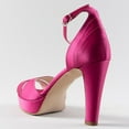 thumbnail image 3 of FSJ Women Graceful Chunky Platform High Heel Sandals Open Peep Toe Ankle Buckle Strap Sexy Strappy Wedding Party Shoes Size 8 Fuchsia, 3 of 3