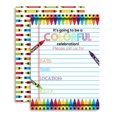 thumbnail image 1 of Vibrant Rainbow Crayon Birthday Party Invitations Set - 20 Fill-in Cards with Envelopes for Creative Celebrations and Fun-filled Events for Kids and Families, 1 of 5