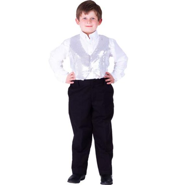 Kids Silver Sequined Vest, Small - Age 4 to 6