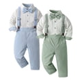 thumbnail image 2 of Tiweut Boy Outfit Sets Long Sleeve T Shirt and Suspenders Pants Kids Gentleman Suits,2-3 Y, 2 of 3
