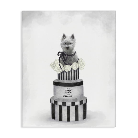 Stupell Industries Contemporary Fashion Dog Box Stack Grey Canvas Art, 30 x 40, by Ziwei Li