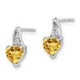 thumbnail image 2 of FB Jewels Sterling Silver Rhodium Plated Diamond Citrine Heart Post Earrings, 2 of 3