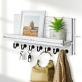 thumbnail image 7 of Key Holder for Wall, Dinosam Mail Organizer Wall Mount with 7 Sturdy Key Hooks and Mail Holder Shelf, Key Organizer Key Rack Entryway Wall Decor, White, 7 of 7