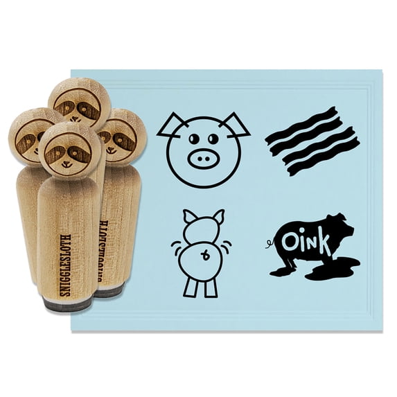 Pig Oink Butt Funny Bacon Rubber Stamp Set for Scrapbooking Crafting Stamping - Large 1-1/4 Inch