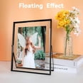 thumbnail image 4 of Gold Floating Frame ;x; Vertical Set For Picture x x x Tabletop Shelf Photo Frame Classy For Wedding Birthday Anniversary Home or Office Decor, 4 of 9