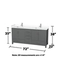 thumbnail image 4 of Wyndham Collection Sheffield 72" Solid Wood Double Bathroom Vanity in Dark Gray, 4 of 4