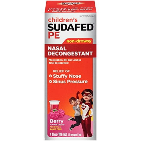 5 Pack Children's Sudafed PE Nasal Decongestant Non-Drowsy Berry Flavor 4 Oz