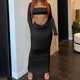 thumbnail image 1 of Camiseta Falda superior ajustada para mujer Ahueca hacia fuera el traje de verano de 2 piezas Slim Fit Traje de vacaciones Cgtredaw Negro M para Mujer, 1 of 1