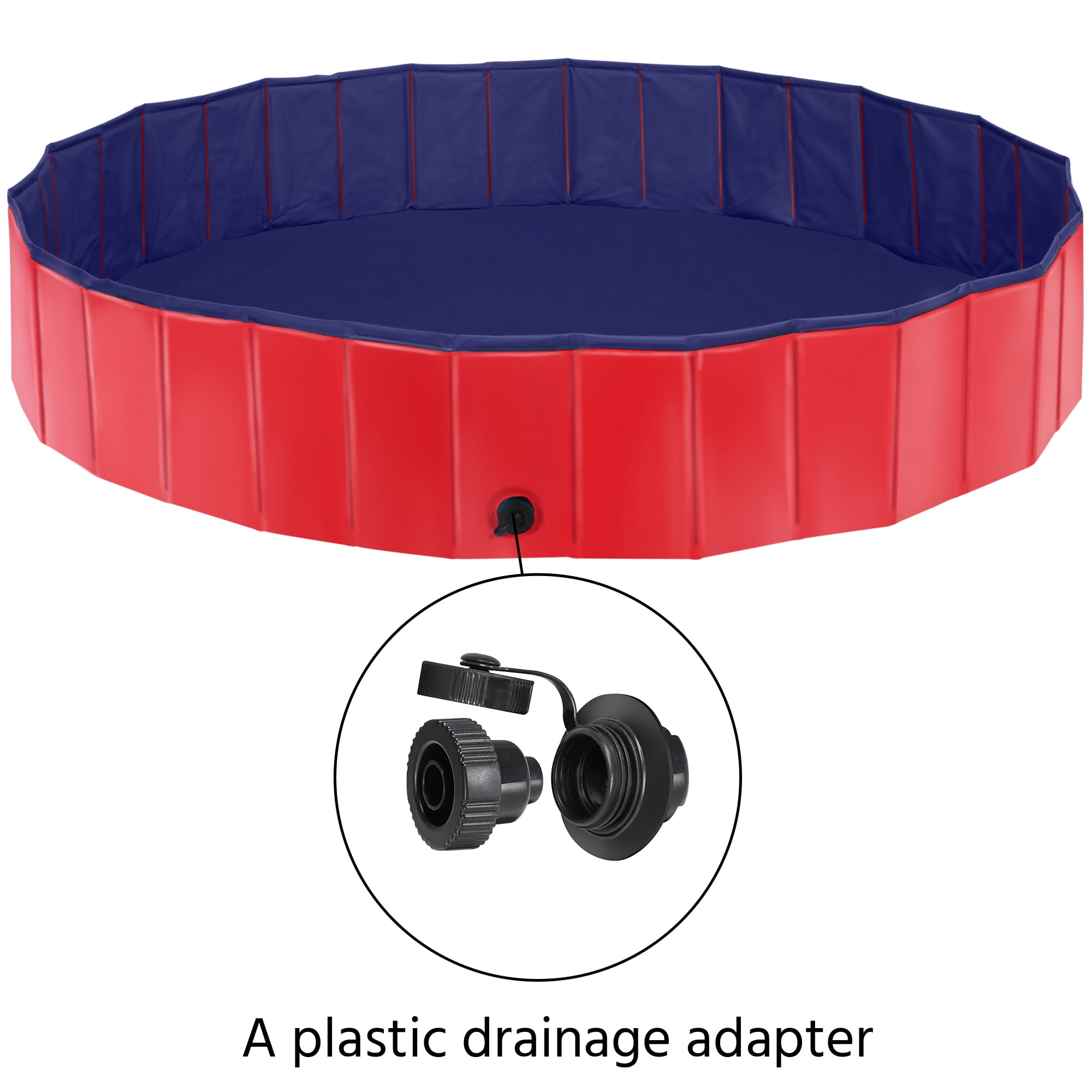Foldable Pet Swimming Pool Wash Tub for Cats and Dogs, Red, XX-Large, 63"