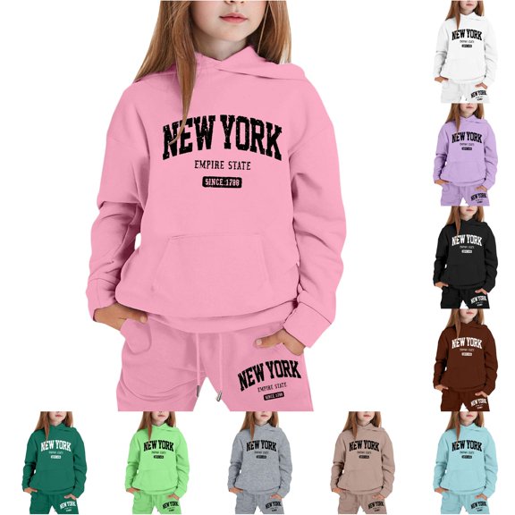 Girls Outfits Hoodies Letter Print Sweatshirt Stylish and Comfortable Everyday Wear Kid Outfits for Girls 3-4 Years