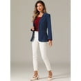 thumbnail image 4 of DARING DIVA Women's Notched Lapel Denim Blazer with Shoulder Pads XS Dark Blue, 4 of 6