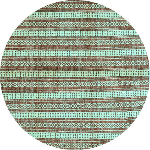 Ahgly Company Indoor Round Abstract Light Blue Contemporary Area Rugs, 8' Round