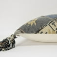 thumbnail image 5 of Indigo Gray Tribal Corner Tasseled Lumbar Pillow, 5 of 7