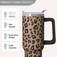 thumbnail image 4 of 40 oz Tumbler with Handle and Straw, 100% Leak-Proof Travel Mug, Stainless Steel Double Wall Vacuum Insulated Coffee Cup Keeps Cold For 24 Hours, Pink Cow Print, 4 of 5
