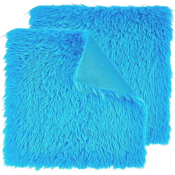 2pcs Blue Fur Fabric Square Plush Fabric Fur Fabrics Shaggy Fuzzy Fabrics for DIY Crafts Winter Furry Projects Apparel Cosplay