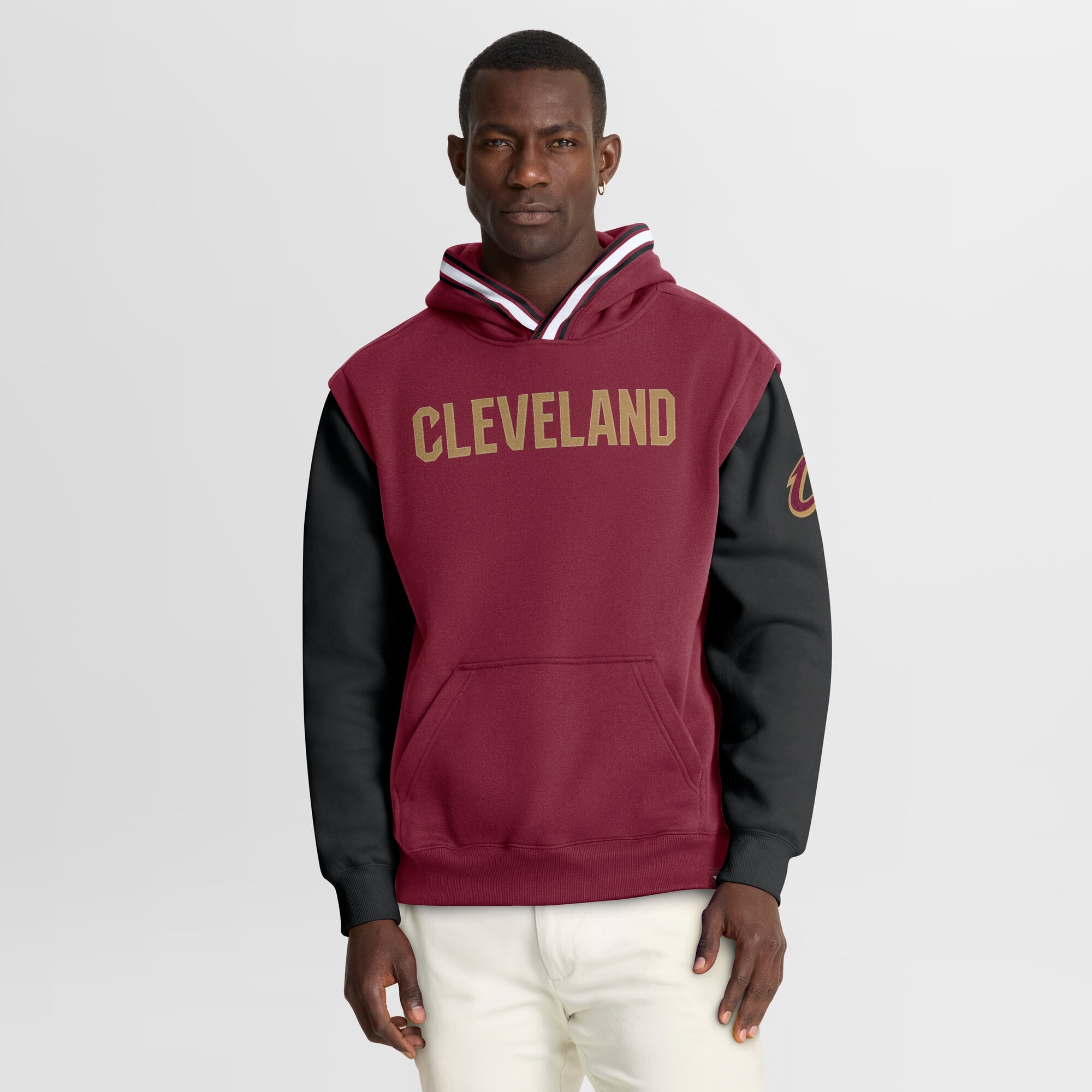 Men's Fanatics Wine/Black Cleveland Cavaliers Half Court Shot Clock Fastbreak Hoodie