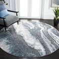 thumbnail image 3 of SAFAVIEH Craft Laidley Abstract Area Rug, 6'7" x 6'7" Round, Blue/Grey, 3 of 11