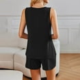 thumbnail image 4 of Summer Akafmk Summer Pajama Sets for Womens 2 Piece Lounge Sleepwear,Round Neck Sleeveless Pleated Blouses Tops and Wide-Leg Shorts Solid Color Women Sets Clothing Outfit, 4 of 4