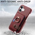 thumbnail image 4 of Y2 For iPhone 16 Case Ring Holder Kickstand Card Slot Leather Phone Back Cover - Date Apricot, 4 of 5