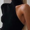 thumbnail image 6 of comerut Bodysuit One Shoulder Hollow Knitted Turtleneck Solid Color Elastic Soft Warm Bodysuit Skinny Lady Spring Fall Top, 6 of 7